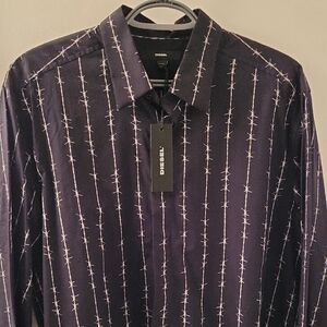 Diesel Men's Dark Shirt with Light Pattern